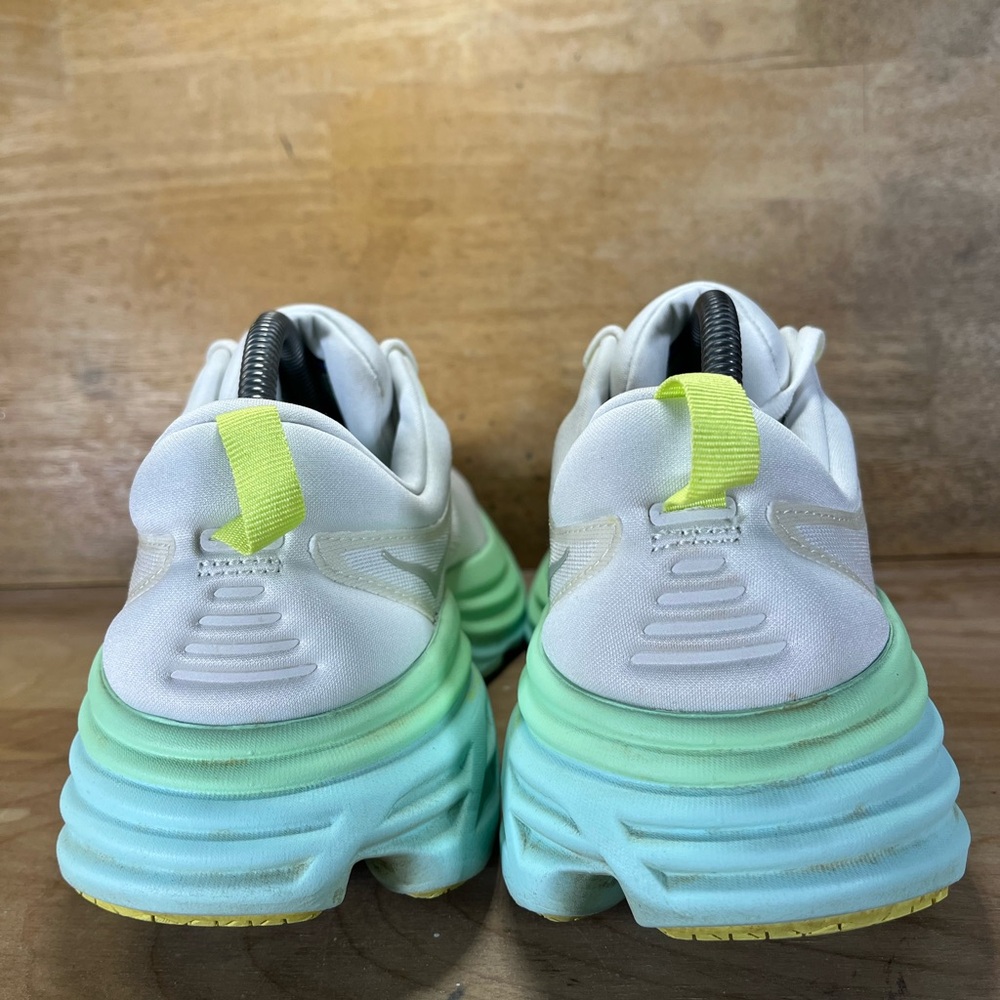 Hoka One One Bondi 8 REFLECTIVE Womens Sz 10.5 Running Shoes Sneakers White Blue - Picture 5 of 12